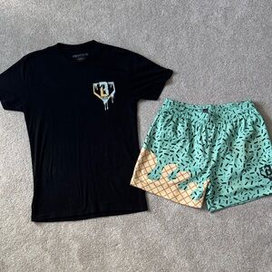 Baseball Lifestyle- Ice Cream Black T-Shirt and Mint Green Shorts Set